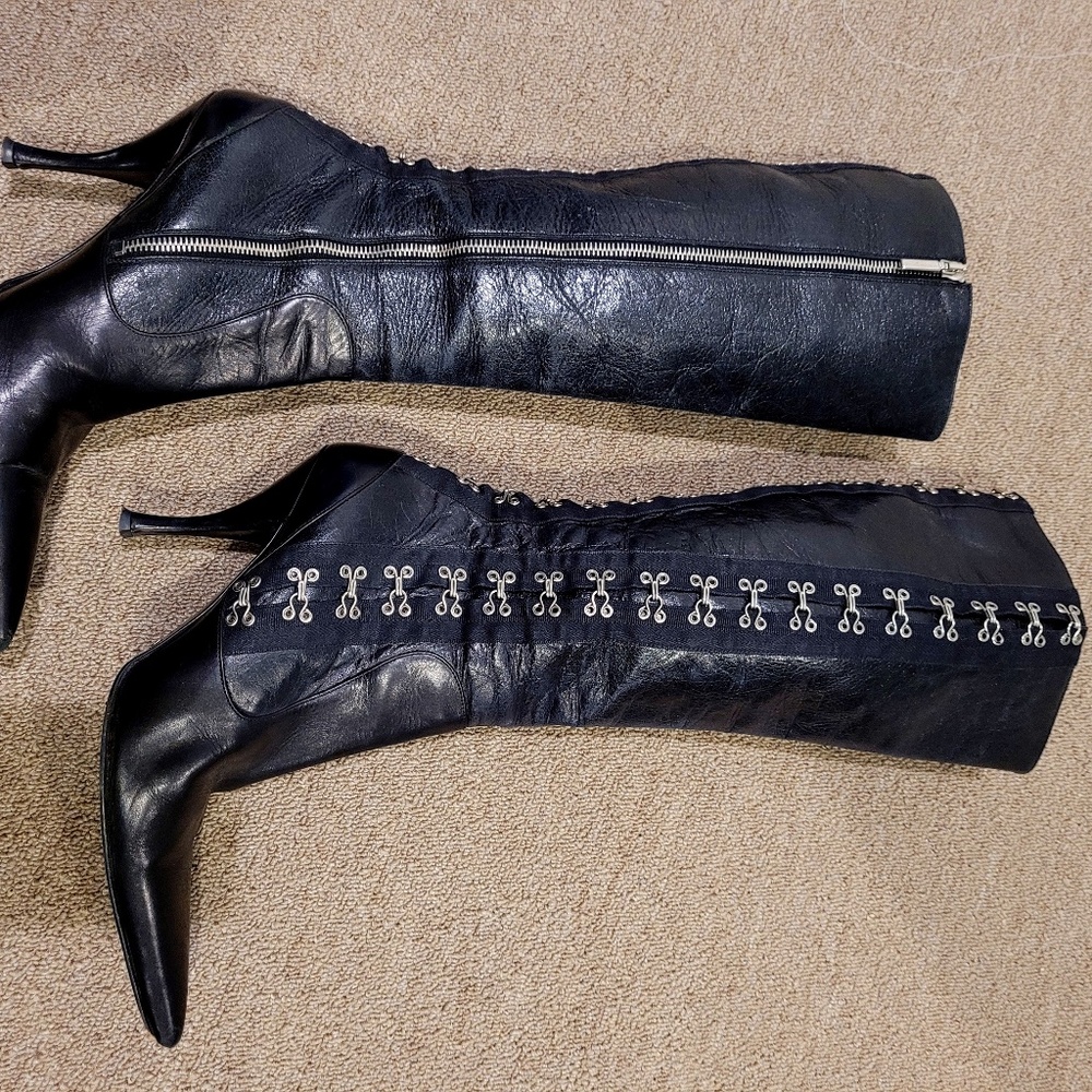 Dolce & Gabbana Knee High Hook & Eye Boots